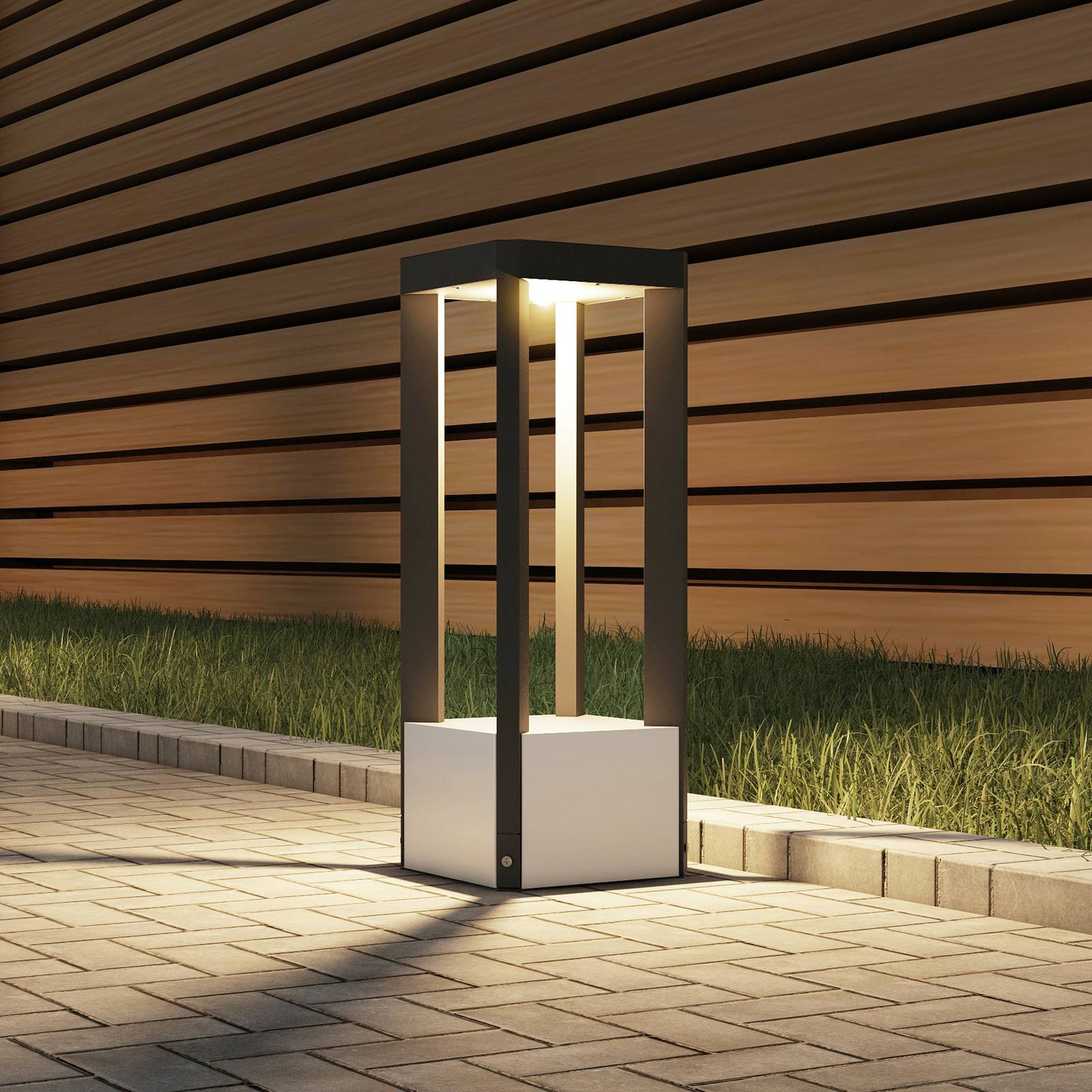 LED Sockelleuchte Kalisa Lucande, alu / grau / zink, Aluminium, Modern, LED Außenleuchte