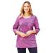 Plus Size Women's Suprema® Feather Together Tee by Catherines in Deep Azalea Feather (Size 0XWP)