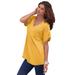 Plus Size Women's V-Neck Boyfriend Slub Tunic by Roaman's in Sunset Yellow (Size 1X) Long Shirt