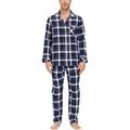 JINSHI Mens Pyjama Set 100% Cotton Fleece Lounge-wear Long Sleeve Top & Bottoms Checked Soft Warm Winter Sleepwear Nightwear PJ's Set JS59 Size XL