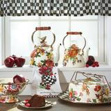 MacKenzie-Childs Flower Market 2 Quart Tea Kettle Stainless Steel/Enameled in Orange/Red/Green | 10.5 H x 7 W x 7 D in | Wayfair 89257-95