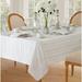 Charlton Home® Robyn Striped Jacquard Polyester Square/Rectangle Tablecloth Polyester in White | 52" L x 52" W | Wayfair