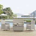 Bridge Outdoor Rattan 4-piece Patio Sectional Set by Modway Wicker/Rattan in Gray | Wayfair EEI-2212-LGR-BEI