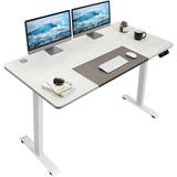 Inbox Zero 55" Height Adjustable Standing Desk Wood/Metal in White | 55 W x 27.5 D in | Wayfair B0E380327B6846BCAAB6918A7135A36F