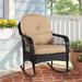 Bay Isle Home™ Mcreynolds Outdoor Rocking Chair w/ Cushions in Black | 28 H x 27 W x 34.5 D in | Wayfair 9362A0CC4CE64530AFA3FE578B6A286A