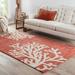 Orange 60 x 0.4 in Area Rug - Rosecliff Heights Granger Floral Handmade Tufted Wool Area Rug Wool | 60 W x 0.4 D in | Wayfair