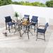 Red Barrel Studio® Fredricka Square 4 - Person Bar Height Bistro Outdoor Dining Set Metal in Blue | 24.8 W x 24.8 D in | Wayfair