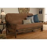 The Twillery Co.® Stratford 81" Loose Back Futon & Mattress Wood/Solid Wood/Linen in Green/Brown | 37 H x 81 W x 34 D in | Wayfair