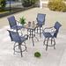 Red Barrel Studio® Frederikson Square 4 - Person Bar Height Bistro Outdoor Dining Set Metal in Blue | Wayfair 58E7B8EB1E1B452BAAF2EE69CA443468