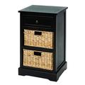 Charlton Home® Puig 1 - Drawer Solid Wood Nightstand Wood/Wicker/Rattan in Brown/Green | 28 H x 16 W x 13 D in | Wayfair