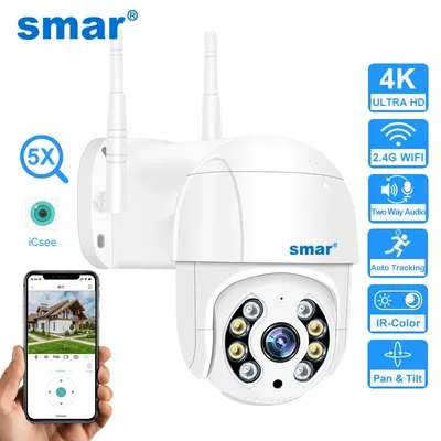 Smar-Caméra de surveillance extérieure PTZ 4K WiFi HD 4MP/5MP/1080p dispositif de sécurité