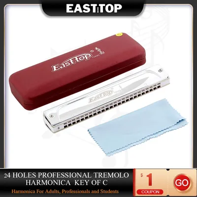 EASTTOP – T2406S 24 trous trémolo Harmonica Key of C Professional orgue buccale pour adultes