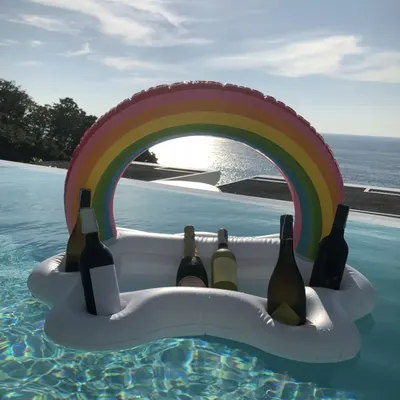 Porte gobelets gonflable pour piscine d'été, seau de fête, nuage arc-en-ciel, joue le rôle de