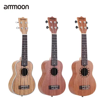 Ammoon – Ukulele acoustique à cordes de 21 pouces Instrument de musique à 15 frettes 4 cordes