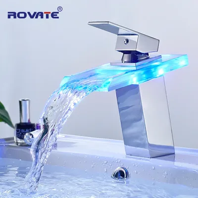 ROVRapidly-Cascade en laiton à LED changement de couleur de la température robinet Hotmall monté