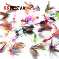 KKWEZVA-Leurres de pêche à la mouche 60 pièces hameçons style poupée insecte stade mouches