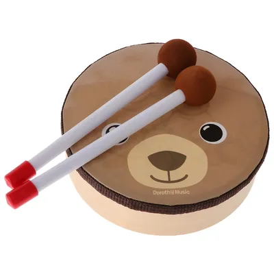 PertingSCH avec baguettes de tambour pour enfants motif ours de dessin animé jouet musical sangle