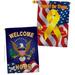 Breeze Decor Welcome Home 2-Sided Polyester 40 x 28 in. House Flag in Blue/Brown/Red | 40 H x 28 W in | Wayfair BD-MI-HP-108064-IP-BOAF-D-US19-BD