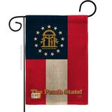 Breeze Decor Georgia Americana States Impressions Decorative Vertical 2-Sided Burlap 1'5 x 1 ft. Garden Flag in Blue/Red | 18.5 H x 13 W in | Wayfair