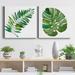 Bay Isle Home™ Tropical Frond II - 2 Piece Wrapped Canvas Painting Print Set Canvas, Solid Wood in Gray/Green | 10 H x 10 W x 1 D in | Wayfair
