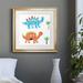 Zoomie Kids Dino Duo - Picture Frame Painting Print on Paper in Blue/Green/Orange | 17.5 H x 17.5 W x 1.5 D in | Wayfair