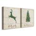 The Holiday Aisle® Holly Jolly Reindeer - 2 Piece Wrapped Canvas Painting Print Set Metal in Green/White | 32 H x 64 W x 1 D in | Wayfair