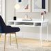 Ebern Designs Fevzie Desk Wood in White | 29 H x 47 W x 24.3 D in | Wayfair 39F272F9F0D44A5987FE15A7F177104D