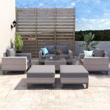 Wade Logan® Addai 7 Piece Rattan Sofa Seating Group w/ Cushions Synthetic Wicker/All - Weather Wicker/Wicker/Rattan in Gray | Outdoor Furniture | Wayfair