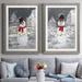 The Holiday Aisle® Festive Snowman I - 2 Piece Painting Print Set Paper in Gray/Red/White | 31 H x 44 W in | Wayfair