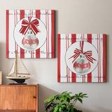 The Holiday Aisle® Candy Cane Christmas I - 2 Piece Wrapped Canvas Print Set Canvas, Solid Wood in Green/Red/White | 10 H x 20 W in | Wayfair