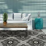 Gray 114 x 0.25 in Area Rug - Kaleen Peranakan Tile Floral Handmade Tufted Indoor/Outdoor Area Rug Polyester | 114 W x 0.25 D in | Wayfair