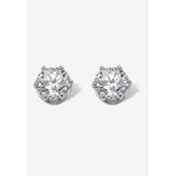 Women's Round Cubic Zirconia Stud Earrings in Platinum over Silver (8.5mm) by PalmBeach Jewelry in Silver