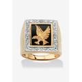 Men's Big & Tall Men's 14K Gold over Silver Diamond Accent and Onyx Eagle Ring by PalmBeach Jewelry in Diamond Onyx (Size 12)