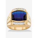 Men's Big & Tall Men's 18K Yellow Gold-plated Sapphire and Diamond Accent Ring by PalmBeach Jewelry in Sapphire Diamond (Size 16)