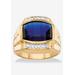 Men's Big & Tall Men's 18K Yellow Gold-plated Sapphire and Diamond Accent Ring by PalmBeach Jewelry in Sapphire Diamond (Size 16)