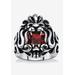 Men's Big & Tall Men's Stainless Steel Antiqued Red Cubic Zirconia Lion's Head Ring by PalmBeach Jewelry in Cubic Zirconia (Size 16)