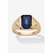 Men's Big & Tall Men's 18K Gold over Sterling Silver Sapphire and Diamond Accent Ring by PalmBeach Jewelry in Sapphire Diamond (Size 9)