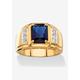 Men's Big & Tall Men's 18K Gold-plated Diamond and Sapphire Ring by PalmBeach Jewelry in Diamond Sapphire (Size 9)