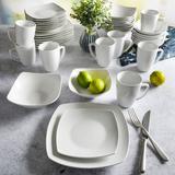 Gibson Home Everyday Square 40-Piece Expanded Dinnerware Set Porcelain Porcelain/Ceramic in White | Wayfair 128002.40R