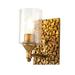 Everly Quinn 1 - Light Dimmable Armed Sconce Glass/Metal in Yellow | 9 H x 6 W x 7 D in | Wayfair C6FDE3F19F5D4FA8A7F78BFCC2D738FF