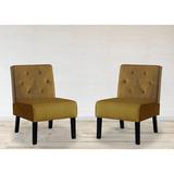 Slipper Chair - Latitude Run® 53.34Cm Wide Tufted Velvet Slipper Chair Velvet in Yellow | 34.7 H x 21 W x 29.5 D in | Wayfair