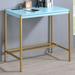 Everly Quinn Fultonville Writing Desk w/ Built in Outlets Wood/Metal in Blue/Yellow | 30 H x 30 W x 18 D in | Wayfair