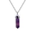 Franki Baker Natural Amethyst Gemstone & Sterling Silver Small Double Point Pendant Necklace. Pendant Length: 3cm Chain Length: 55cm