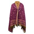 PURPLE GOLD FLORAL HANDMADE LUXURIOUS SCARF SHAWL WRAP DECORATION WOOLEN SCARF BLANKET OVERSIZED REVERS ABLE WINTER SCARF PURE YAK WOOL SCARF SHAWL