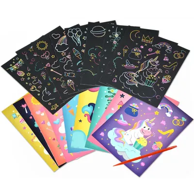 Kit de cartes magiques arc-en-ciel pour peinture dessin animé licorne dinosaure planche à