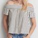 American Eagle Outfitters Tops | American Eagle Striped Off The Shoulder Top | Color: Blue/Cream | Size: Xs