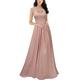 MIUSOL Women’s Vintage Lace Chiffon Sleeveless Ball Gown Bridesmaid Evening Long Dress, Pink, L