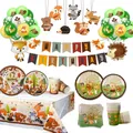 Vaisselle de table motif animaux de la jungle pour enfant assiettes en papier et motifs de poulet