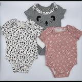 Jessica Simpson One Pieces | Baby Girl 3-Piece Layette Set 3/6m | Color: Gray/Pink | Size: 3-6mb