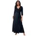 Plus Size Women's Stretch Knit Faux Wrap Maxi Dress by The London Collection in Black (Size 20 W)